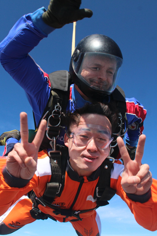Best skydiving close to Brno and Olomouc - Getting fitted for the jump suit and harness